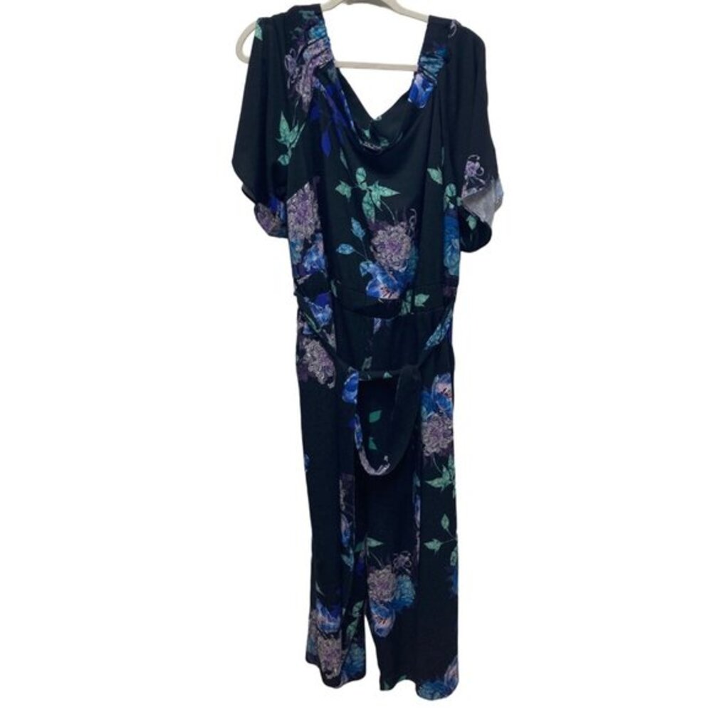 Citychic plus size black blue floral jumpsuit medium‎ 18